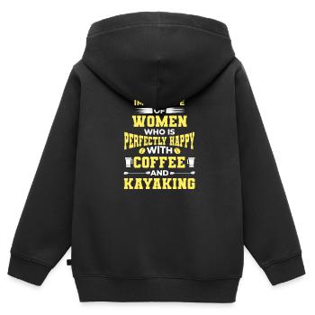 Kajak Boot Kanu Paddelboot Doppelpaddel - Kinder Premium Organic Zip Hoodie - Schwarz - Hinten - AI Model Kid Male (0cm)