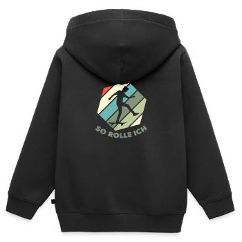 Skateboard Skateboardfahrer Skaten - Kinder Premium Organic Zip Hoodie - Schwarz - Hinten - AI Model Kid Male (0cm)