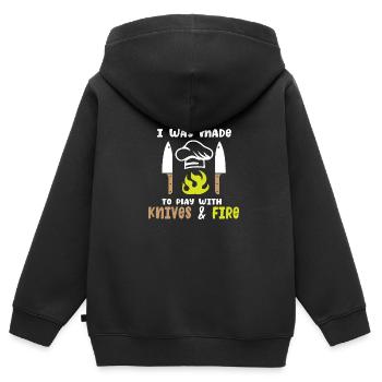 Cuisinier Chef étoilé Gastro Restaurant - Sweat Premium à capuche zippé enfant bio - noir - Dos - AI Model Kid Male (0cm)