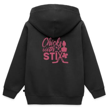 Eishockey Schlittschuhe Puck Hockey Frauen - Kinder Premium Organic Zip Hoodie - Schwarz - Hinten - AI Model Kid Male (0cm)