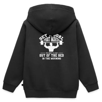 Bodybuilding Kraftsport Fitness Muskelaufbau - Kinder Premium Organic Zip Hoodie - Schwarz - Hinten - AI Model Kid Male (0cm)