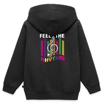 Musiker Musik Rhythmus Notenschlüssel - Kinder Premium Organic Zip Hoodie - Schwarz - Hinten - AI Model Kid Male (0cm)