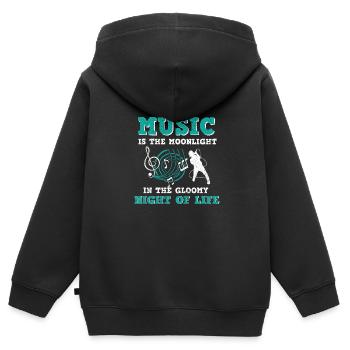 Musiker Musik Rhythmus Notenschlüssel - Kinder Premium Organic Zip Hoodie - Schwarz - Hinten - AI Model Kid Male (0cm)