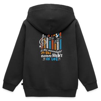 Musiker Musik Rhythmus Notenschlüssel - Kinder Premium Organic Zip Hoodie - Schwarz - Hinten - AI Model Kid Male (0cm)