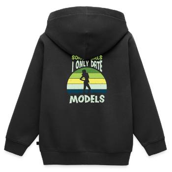 Dates du modèle uniquement Modèles Dimensions du modèle - Sweat Premium à capuche zippé enfant bio - noir - Dos - AI Model Kid Male (0cm)
