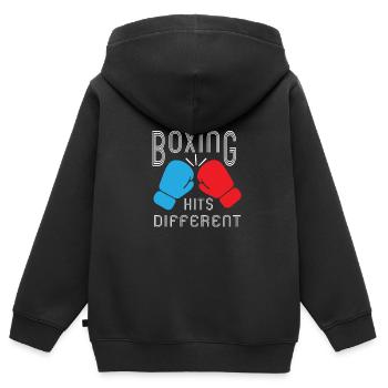 Boxen Boxer Boxhandschuhe Boxverein Boxclub - Kinder Premium Organic Zip Hoodie - Schwarz - Hinten - AI Model Kid Male (0cm)