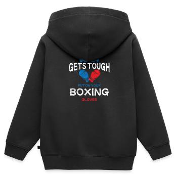 Boxe Boxer Gants de boxe Boxing Club de boxe Club de boxe - Sweat Premium à capuche zippé enfant bio - noir - Dos - AI Model Kid Male (0cm)