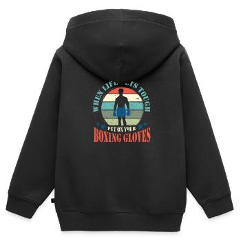 Boxe Boxer Gants de boxe Boxing Club de boxe Club de boxe - Sweat Premium à capuche zippé enfant bio - noir - Dos - AI Model Kid Male (0cm)