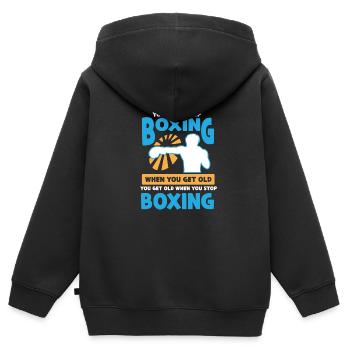 Boxen Boxer Boxhandschuhe Boxverein Boxclub - Kinder Premium Organic Zip Hoodie - Schwarz - Hinten - AI Model Kid Male (0cm)