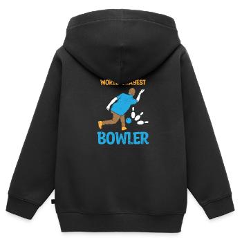 Bowling Bowling Ball Bowling Alley Strike - Kids Premium Organic Zip-up Hoodie - black - Back - AI Model Kid Male (0cm)