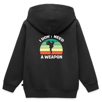 Kampfsport Selbstverteidigung Kampfkunst - Kinder Premium Organic Zip Hoodie - Schwarz - Hinten - AI Model Kid Male (0cm)
