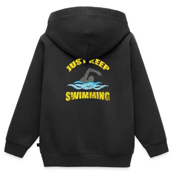Schwimmer Schwimmen 50 Meter Bahn Brustschwimmen - Kinder Premium Organic Zip Hoodie - Schwarz - Hinten - AI Model Kid Male (0cm)