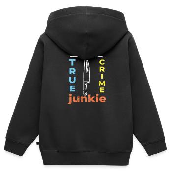 True Crime Junkie Criminal Cases Crime Series - Kids Premium Organic Zip-up Hoodie - black - Back - AI Model Kid Male (0cm)