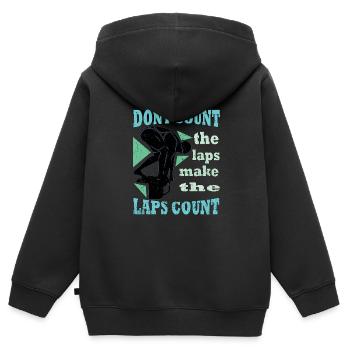 Nageurs Natation 50 mètres brasse - Sweat Premium à capuche zippé enfant bio - noir - Dos - AI Model Kid Male (0cm)