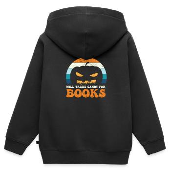 Halloween Kürbis Grusel - Kinder Premium Organic Zip Hoodie - Schwarz - Hinten - AI Model Kid Male (0cm)