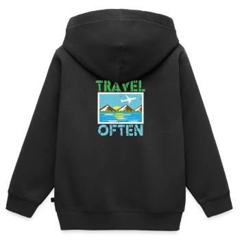 Reisen Reise Urlaub Ferien Verreisen - Kinder Premium Organic Zip Hoodie - Schwarz - Hinten - AI Model Kid Male (0cm)