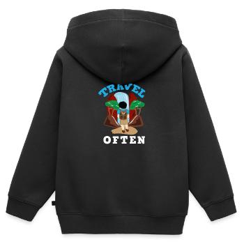 Reisen Reise Urlaub Ferien Verreisen - Kinder Premium Organic Zip Hoodie - Schwarz - Hinten - AI Model Kid Male (0cm)