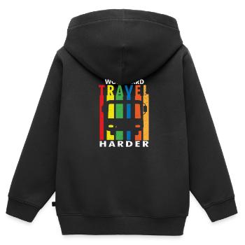 Reisen Reise Urlaub Ferien Verreisen - Kinder Premium Organic Zip Hoodie - Schwarz - Hinten - AI Model Kid Male (0cm)