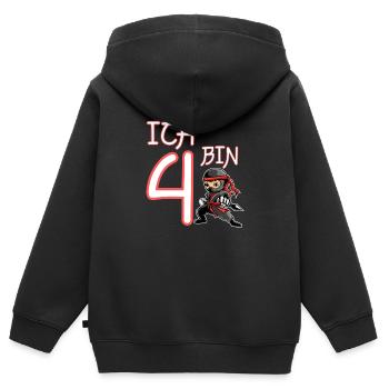Ich bin 4 Ninja Geburtstag 4.Geburtstag - Kinder Premium Organic Zip Hoodie - Schwarz - Hinten - AI Model Kid Male (0cm)