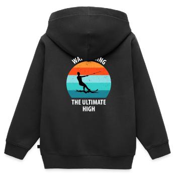 Wasserskier Wasserski Wasserskifahrer - Kinder Premium Organic Zip Hoodie - Schwarz - Hinten - AI Model Kid Male (0cm)