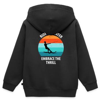 Wasserskier Wasserski Wasserskifahrer - Kinder Premium Organic Zip Hoodie - Schwarz - Hinten - AI Model Kid Male (0cm)
