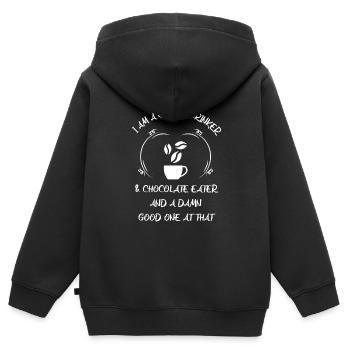 Café, expresso, café et chocolat - Sweat Premium à capuche zippé enfant bio - noir - Dos - AI Model Kid Male (0cm)