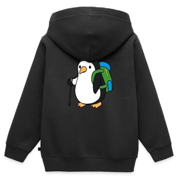 Netter Pinguin Wildlife Natur Wandern Abenteuer - Kinder Premium Organic Zip Hoodie - Schwarz - Hinten - AI Model Kid Male (0cm)