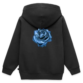 Rose, blau, Metall,,metallisch - Kinder Premium Organic Zip Hoodie - Schwarz - Hinten - AI Model Kid Male (0cm)