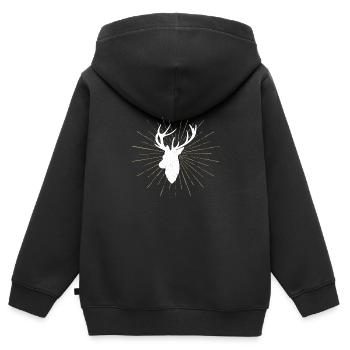 Hirsch - Hirschgeweih - Deer - Sweat Premium à capuche zippé enfant bio - noir - Dos - AI Model Kid Male (0cm)