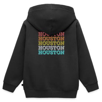 Houston Retro - Kinder Premium Organic Zip Hoodie - Schwarz - Hinten - AI Model Kid Male (0cm)