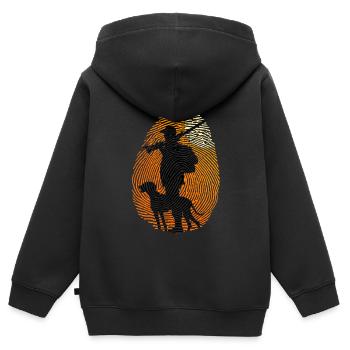 Jagd Jäger Jagd auf meine DNA - Kinder Premium Organic Zip Hoodie - Schwarz - Hinten - AI Model Kid Male (0cm)