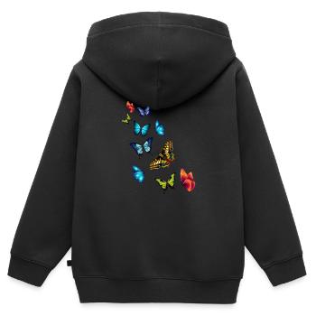 Mädchen Schöne Bunte Schmetterlinge - Kinder Premium Organic Zip Hoodie - Schwarz - Hinten - AI Model Kid Male (0cm)