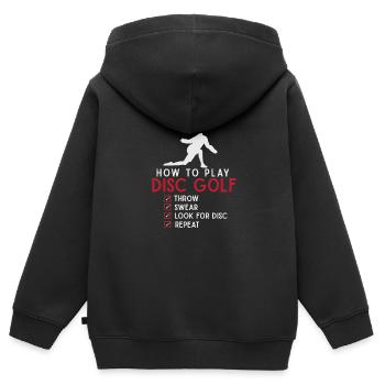 Lustige Discgolf Anleitung Frisbee Disc Golfing - Kinder Premium Organic Zip Hoodie - Schwarz - Hinten - AI Model Kid Male (0cm)