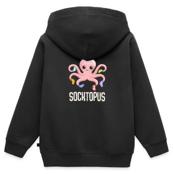 Kawaii pieuvre mignon crustace - Sweat Premium à capuche zippé enfant bio - noir - Dos - AI Model Kid Male (0cm)