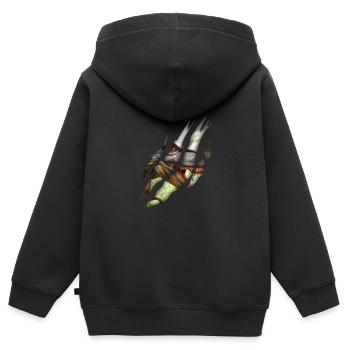 Trex Dinosaurier Zerrissene Klaue Dino - Kinder Premium Organic Zip Hoodie - Schwarz - Hinten - AI Model Kid Male (0cm)