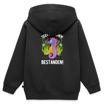 Hippocampe insigne de natation réussi - Sweat Premium à capuche zippé enfant bio - noir - Dos - AI Model Kid Male (0cm)