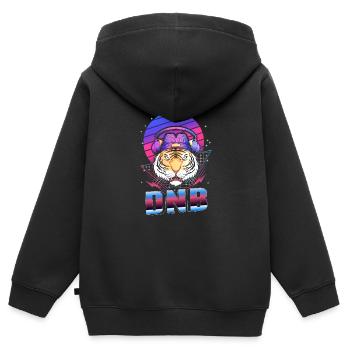 Drum Bass Tiger Elektronische Musik Vaporwave - Kinder Premium Organic Zip Hoodie - Schwarz - Hinten - AI Model Kid Male (0cm)
