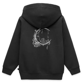 Gothic Wicca Lune - Sweat Premium à capuche zippé enfant bio - noir - Dos - AI Model Kid Male (0cm)
