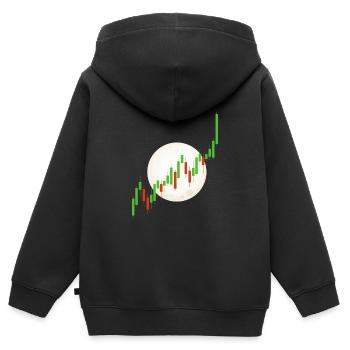Candlestick Chart Krypto Coin to the Moon Börse - Kinder Premium Organic Zip Hoodie - Schwarz - Hinten - AI Model Kid Male (0cm)