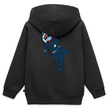 Lustige Astronauten Katze als Weltraumforscher. - Kinder Premium Organic Zip Hoodie - Schwarz - Hinten - AI Model Kid Male (0cm)