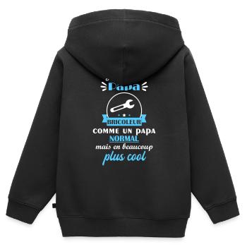 J'ai un papa bricoleur, cadeau de naissance - Sweat Premium à capuche zippé enfant bio - noir - Dos - AI Model Kid Male (0cm)