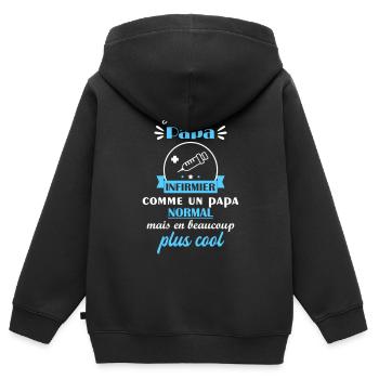 J'ai un papa infirmier, cadeau de naissance - Sweat Premium à capuche zippé enfant bio - noir - Dos - AI Model Kid Male (0cm)