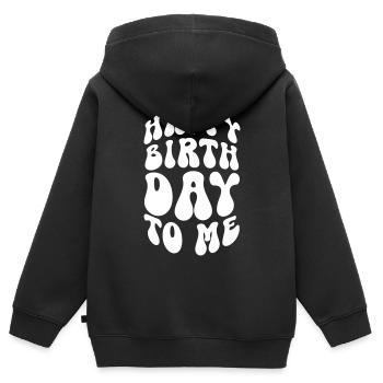 HAPPY BIRTHDAY TO ME - Kinder Premium Organic Zip Hoodie - Schwarz - Hinten - AI Model Kid Male (0cm)