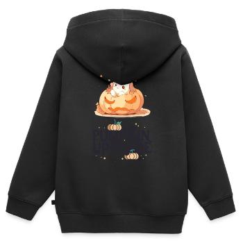 Einhornliebhaber aufgepasst - ''Pumpkin Upgrade'' - Kinder Premium Organic Zip Hoodie - Schwarz - Hinten - AI Model Kid Male (0cm)