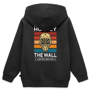 Hockey sur le mur - Sweat Premium à capuche zippé enfant bio - noir - Dos - AI Model Kid Male (0cm)