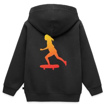 Skater Girl Skateboarding Skateboard Mädchen - Kinder Premium Organic Zip Hoodie - Schwarz - Hinten - AI Model Kid Male (0cm)