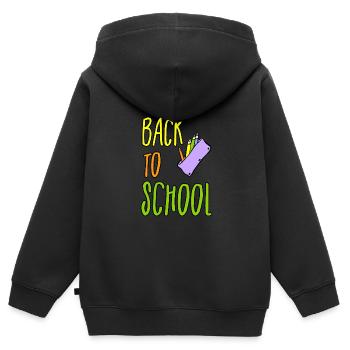 la rentrée scolaire - Sweat Premium à capuche zippé enfant bio - noir - Dos - AI Model Kid Male (0cm)
