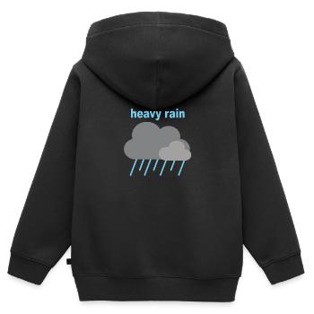 fortes pluies - Sweat Premium à capuche zippé enfant bio - noir - Dos - AI Model Kid Male (0cm)