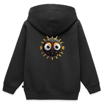 Poisson-globe - Sweat Premium à capuche zippé enfant bio - noir - Dos - AI Model Kid Male (0cm)