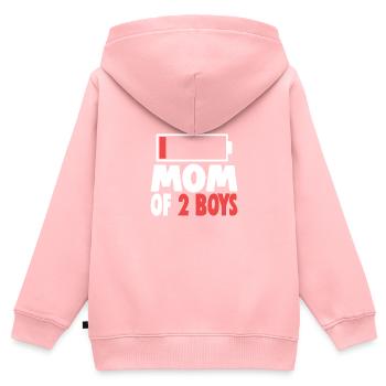 MOM - OF 2 BOYS - Kinder Premium Organic Zip Hoodie - Rosa - Hinten - AI Model Kid Female (0cm)